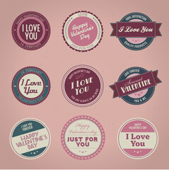 Obraz premium Collection of vector vintage Valentine's day labels