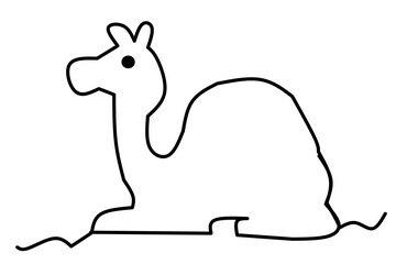 Line drawing camel isolated on white background. Vector Formats.