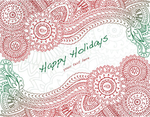 happy holiday luxury floral pattern line art drawing spiritual element abstract art background