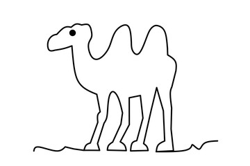 Line drawing camel isolated on white background. Vector Formats.