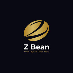 Initial Z Letter Logo Graphic Design in Coffee Beans with gold colored gradient. Coffee Logo, Cafe Logo