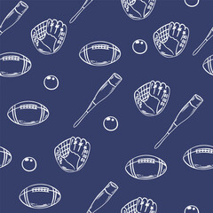 American football wallpaper design vector image. Repeating tile background of rugby balls seamless pattern texture