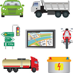 Transport. Set of the colour icons