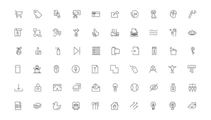 Set of thin line web icon set, simple outline icons collection, Pixel Perfect icons, Simple vector illustration