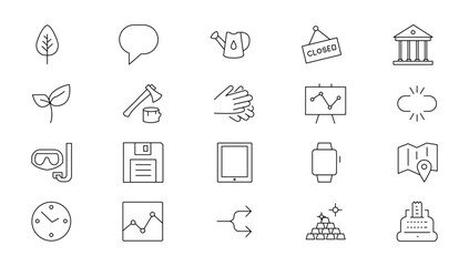 Set of thin line web icon set, simple outline icons collection, Pixel Perfect icons, Simple vector illustration