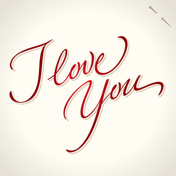 'I Love You' hand lettering - handmade calligraphy; scalable and editable vector illustration (eps8)