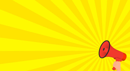 Megaphone and hands banner vector illustration