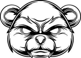 angry bear head mascot character illustration
