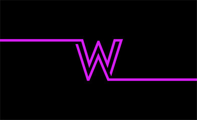 simple graphic design of the letter W with a line model that extends from end to end. with black background and pink design color. suitable for a symbol or logo that uses an aesthetic style.