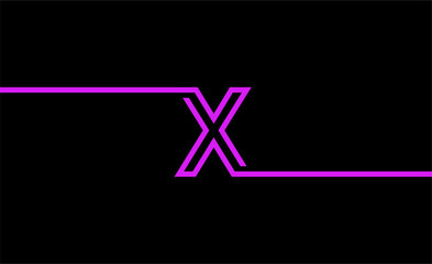 simple graphic design of the letter X with a line model that extends from end to end. with black background and pink design color. suitable for a symbol or logo that uses an aesthetic style.