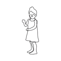 simple drawing on line art of children vector