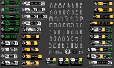 Recyclage Picto blanc produit Flacon bouteille info tri poubelle
