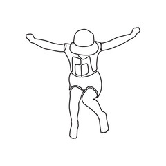 simple drawing on line art of children vector