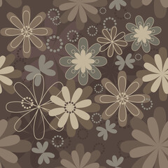 Vintage art vector flower seamless pattern background. Fabric texture. Floral design. Pretty cute wallpaper. Romantic cartoon feminine tile.