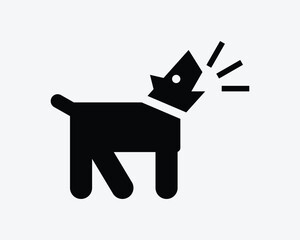 Dog Barking Icon. Puppy Barking Guard Aggressive Howl Beware Danger Hazard Caution Sign Symbol Black Artwork Graphic Illustration Clipart EPS Vector
