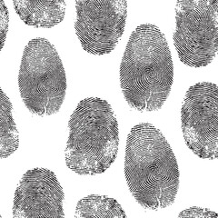 Vector thumb print background. Thumbprint, fingerprint seamless wallpaper. Crime, dactylography illustration.