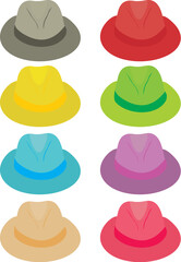 Man's hat. Fashionable hat. A set of hats. A beautiful hat