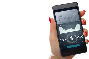 phone with mobile wallet for online shopping.