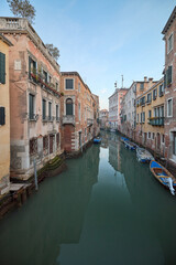 Fototapeta na wymiar The Serenity of Sunrise in Venice: A Journey Through the Canals