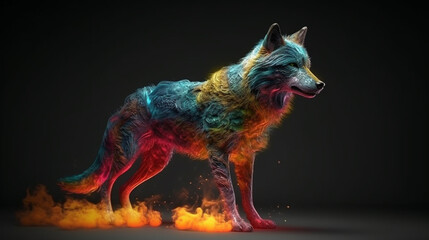 A wolf with flames on its back.generative ai