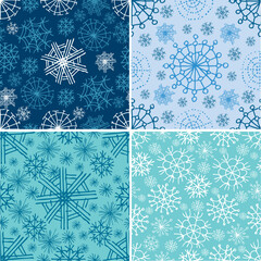 Vector set of seamless Christmas patterns with grunge snowflakes (from my "Christmas collection")