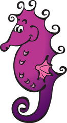 Cute vector seahorse isolated on white clear background