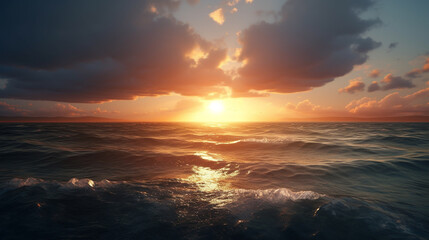 Fototapeta na wymiar Beautiful seascape at sunset.generative ai
