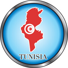 Vector Illustration for the country of Tunisia Round Button.
