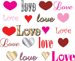 Vector Illustration for Valentines Day. Love Heart Fonts.