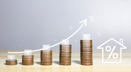 Concepts Bank Interest for Home, Interest Rates for Housing, Business and Finance for Housing, Savings for Buying a Home