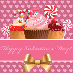 Valentine's day pastry and sweets. Vector illustration.