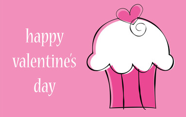 Pink happy valentine's day heart cupcake