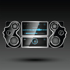 Media player system with big touch screen. Vector illustration