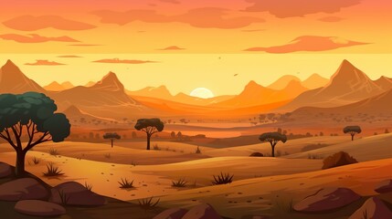 Abstract background savannah. Banner design demo featuring the serene beauty of a savannah sunset. Generative AI.