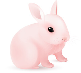 Pink Easter Bunny. Illustration on white background for design