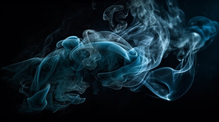 A blue smoke is shown against a black background.generative ai