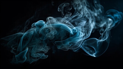 Fototapeta premium A blue smoke is shown against a black background.generative ai