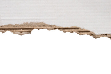 White ripped paper torn edges strips isolated on white background