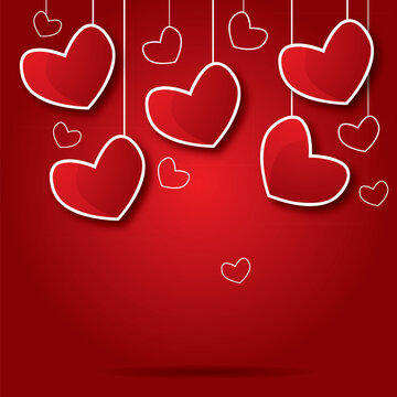 valentine card with hanging hearts. vector illustration eps10