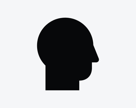 Head Shape Silhouette Icon Person Man Face Profile Portrait Human Male Boy Side View Sign Symbol Black Artwork Graphic Illustration Clipart EPS Vector