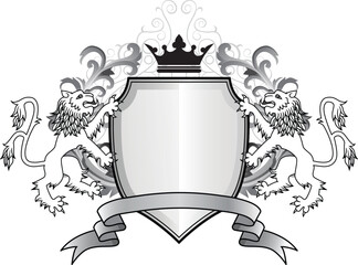 Vector Illustration Heraldic lion with shield