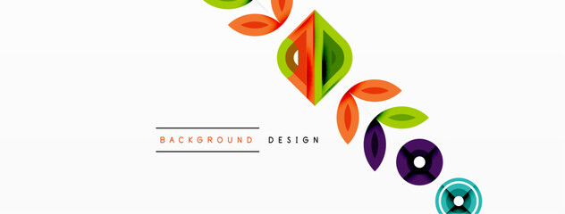 Colorful triangles and round shapes background. Template for wallpaper, banner, presentation, background