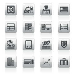 bank, business, finance and office icons - vector icon set