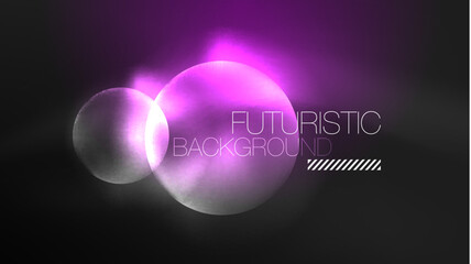 Circles with bright neon shiny light effects, abstract background wallpaper design