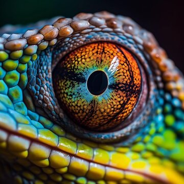 close up of chameleon eye