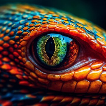 close up of colorful snake eye