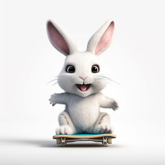 Fototapeta premium 3d cute bunny playing skateboard
