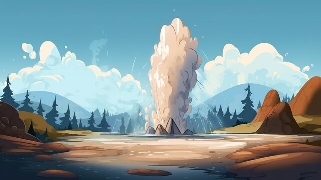 Background geysers. An image of a stunning web design that includes an attractive geyser banner. Generative AI.