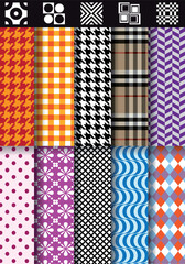 seamless fashion fabric patterns, vector set