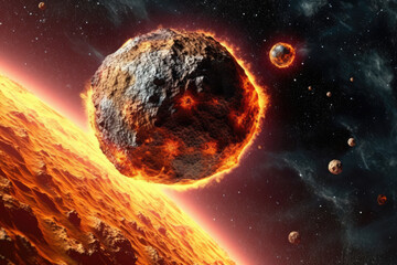 The collision of two planets in space. Free photo